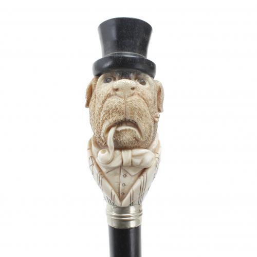 "DOG SMOKING PIPE" CANE, 20TH CENTURY. 