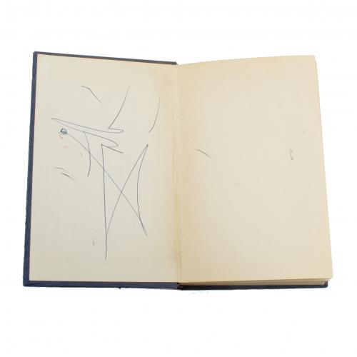 "AUTOGRAPH BY SALVADOR DALI IN THE INTERIOR GUARD OF THE BOOK 'THE NUREMBERG PROCESS' BY JOE. J. HEYDECKER AND JOHANNES LEEB' (BARCELONA, EDITORIAL BRUGUERA, 1965)", 1967.