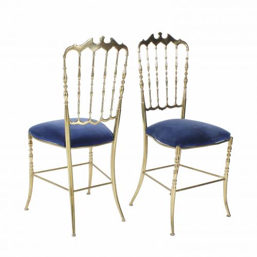 PAIR OF CHIAVARI CHAIRS, 1950&#39;s.