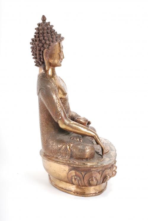 20TH CENTURY INDIAN SCHOOL. "ENTHRONED BUDDHA".