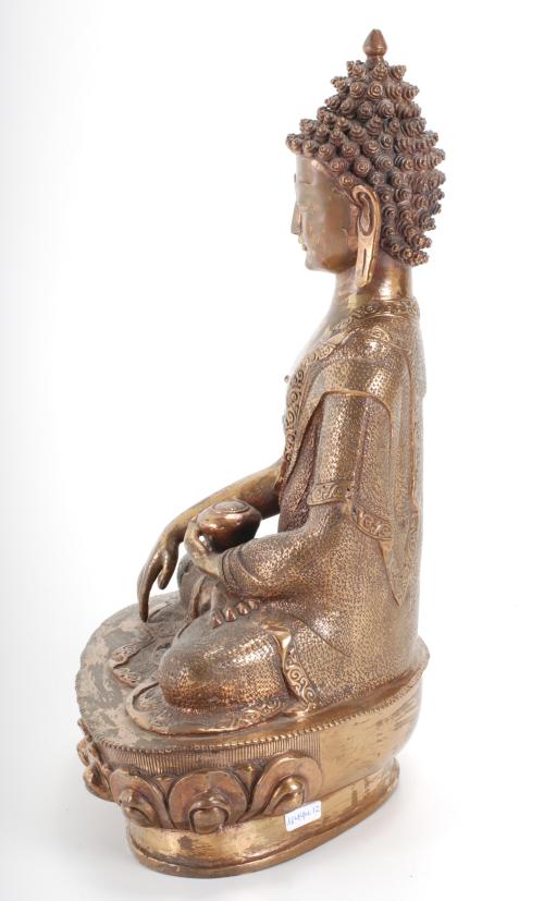 20TH CENTURY INDIAN SCHOOL. "ENTHRONED BUDDHA".