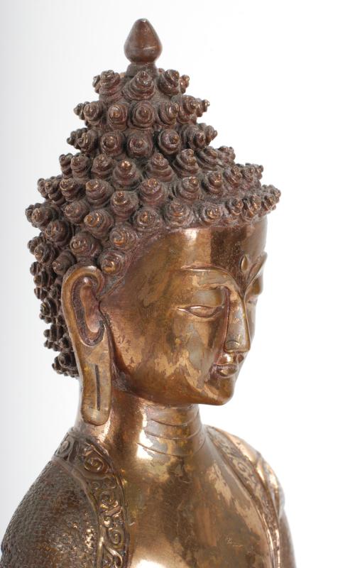 20TH CENTURY INDIAN SCHOOL. "ENTHRONED BUDDHA".