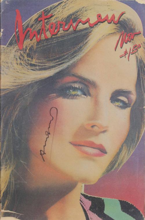 ANDY WARHOL (1928-1987). "AUTOGRAPH ON THE COVER OF 'INTERVIEW: LACEY NEUHAUS'", 1979. 