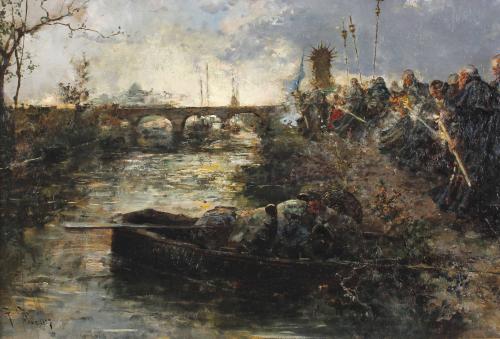 SALVADOR SÁNCHEZ BARBUDO (1857-1917). "PROCESSION", 1887.