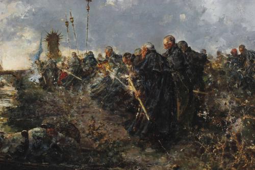 SALVADOR SÁNCHEZ BARBUDO (1857-1917). "PROCESSION", 1887.