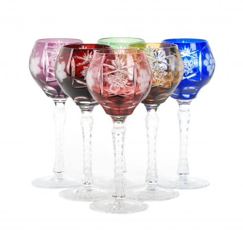 SET OF SIX LORRAINE GLASSES, MID 20TH CENTURY.