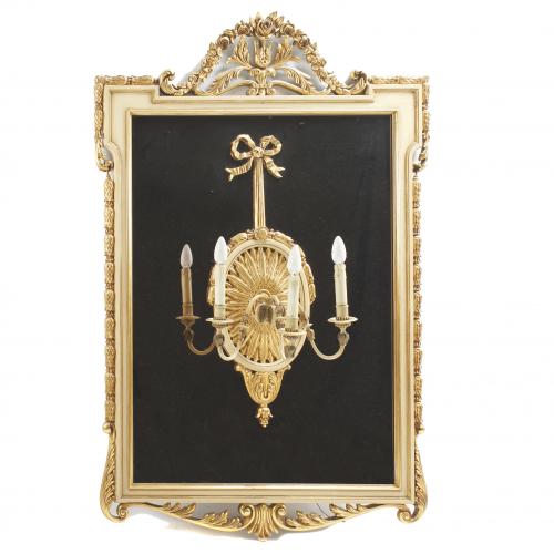 SPANISH LOUIS XV STYLE THREE-LIGHT MIRROR, MID 20TH CENTURY