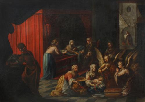 17TH CENTURY SEVILLE SCHOOL. FOLLOWER OF FRANCISCO ANTOLÍNEZ "THE BIRTH OF MADONNA".