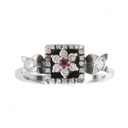 ORIGINAL DIAMONDS RING WITH A SMALL CENTRAL RUBY.