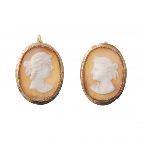 CAMEO EARRINGS, 19TH CENTURY.