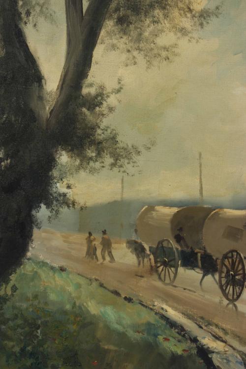 RAFAEL FERNÁNDEZ DE SOTO (1915-1984). "WAGONS IN A LANDSCAP