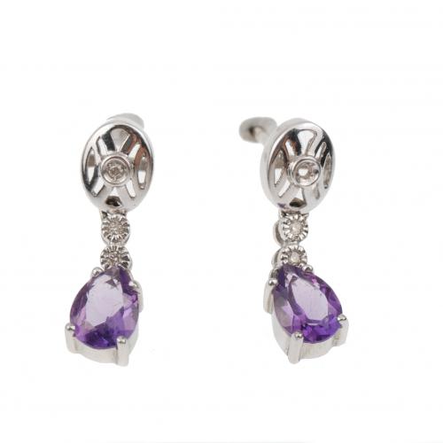 AMETHYSTS TEARDROP EARRINGS.