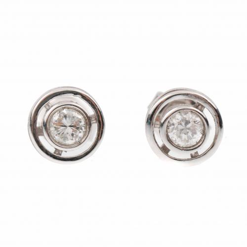 DIAMOND BUTTON EARRINGS.