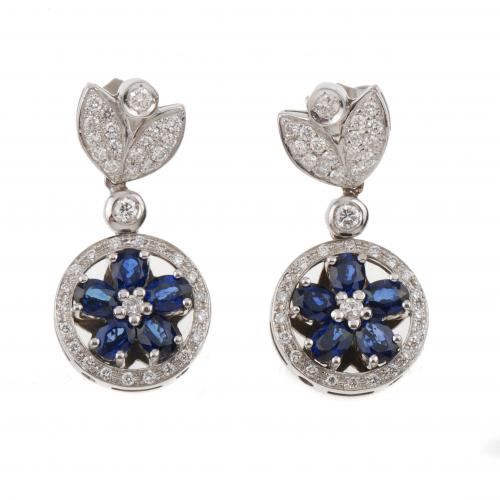 SAPPHIRES FLORAL EARRINGS.