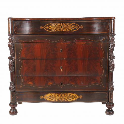 ELIZABETHAN CHEST OF DRAWERS WITH DESK, CIRCA 1850.