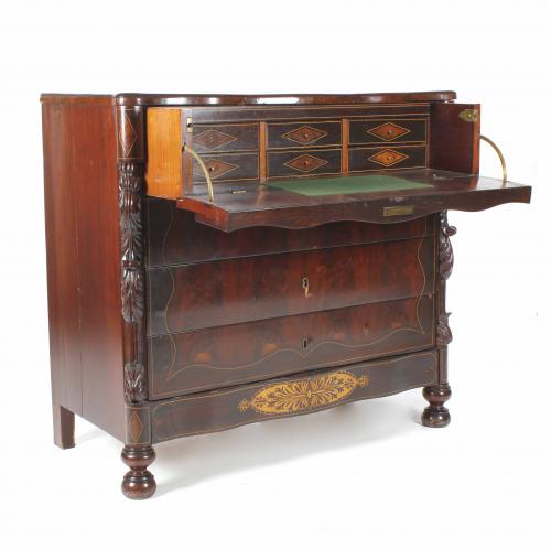 ELIZABETHAN CHEST OF DRAWERS WITH DESK, CIRCA 1850.