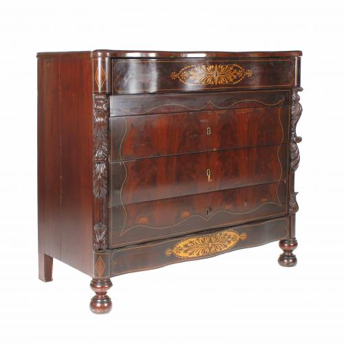 ELIZABETHAN CHEST OF DRAWERS WITH DESK, CIRCA 1850.