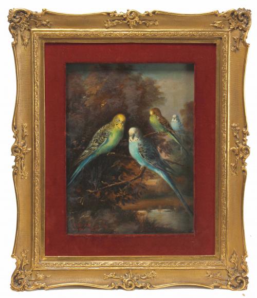 M. NAVARRO (20TH CENTURY). "PARAKEETS".