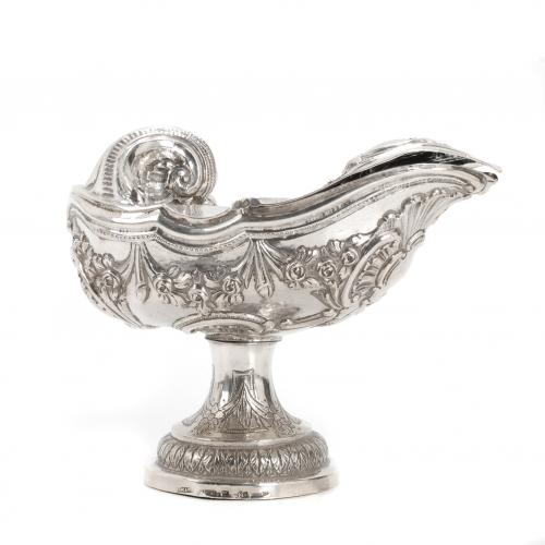 ANDALUSIAN SILVER NAVETA, LATE 18TH CENTURY - EARLY 19TH CENTURY. 