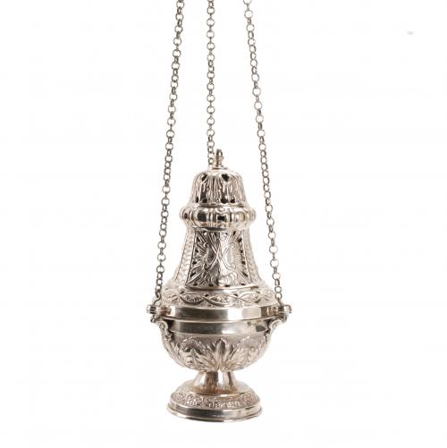 VALENCIAN SILVER CENSER, 18TH CENTURY.