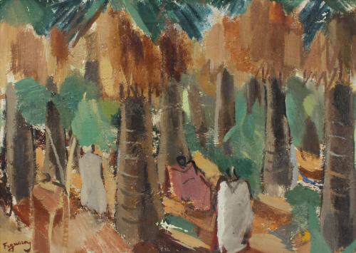 ALFRED FIGUERAS (1900-1980). "ALGERIAN PALMS".