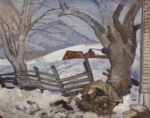 PERE / PIERRE DAURA (1896-1976). "WINTER LANDSCAPE, PROBABLY ROCKBRIDGE BATHS, USA".