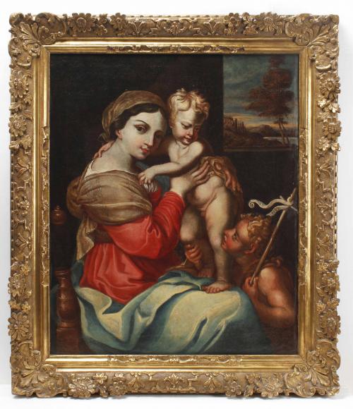 18TH CENTURY ITALIAN SCHOOL "MADONNA WITH CHILD JESUS AND S