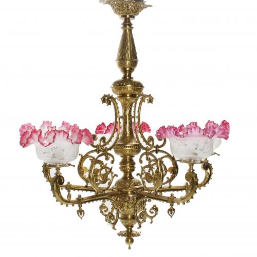 GAS CEILING LAMP, LATE 19TH CENTURY - EARLY 20TH CENTURY.