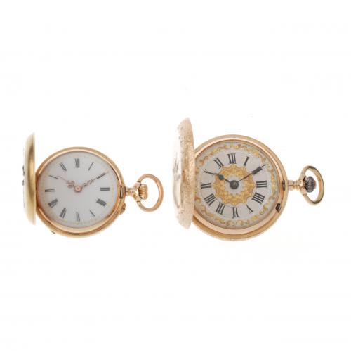 TWO GOLD POCKET WATCHES.