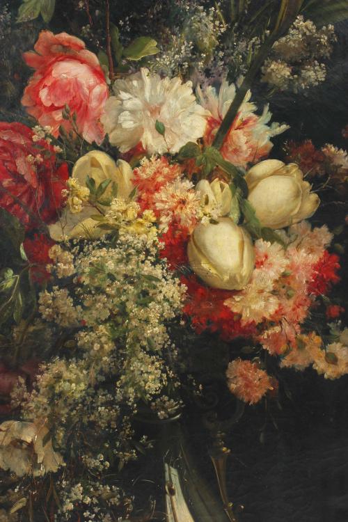 RICARDO MARTÍ AGUILÓ (1868-1936). "FLOWERS WITH PIGEONS".