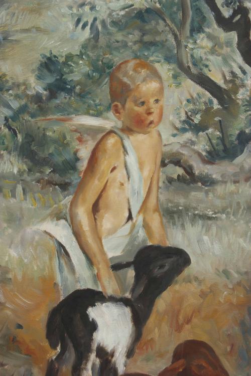 JOSEP OBIOLS PALAU (1894-1967). "ANGEL WITH LAMBS".