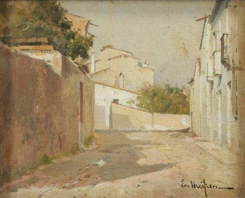 ELISEU MEIFRÉN ROIG (1859-1940). "VIEW OF A VILLAGE, PROBABLY CATALAN".