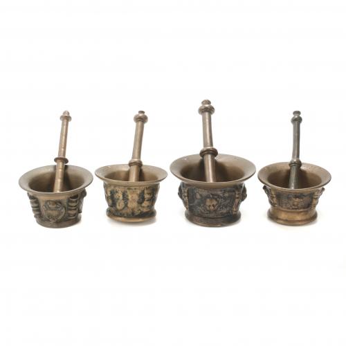 LOT OF FOUR SPANISH MORTARS, 18TH AND 19TH CENTURY.