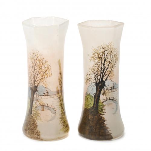 FRANÇOIS THÉODORE LEGRAS (1839-1916) PAIR OF ART NOUVEAU VASES, CIRCA 1900.