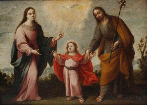 17TH CENTURY, ANDALUSIAN SCHOOL. “THE HOLY FAMILY”.