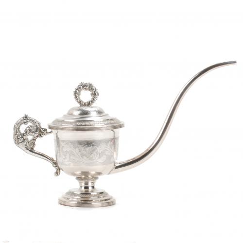 BARCELONA SILVER OIL DISPENSER, 18TH CENTURY.