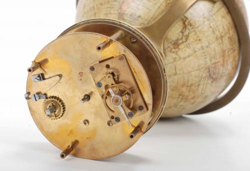 TABLE CLOCK WITH A GLOBE, PROBABLY BRAZILIAN, LATE 19TH CEN