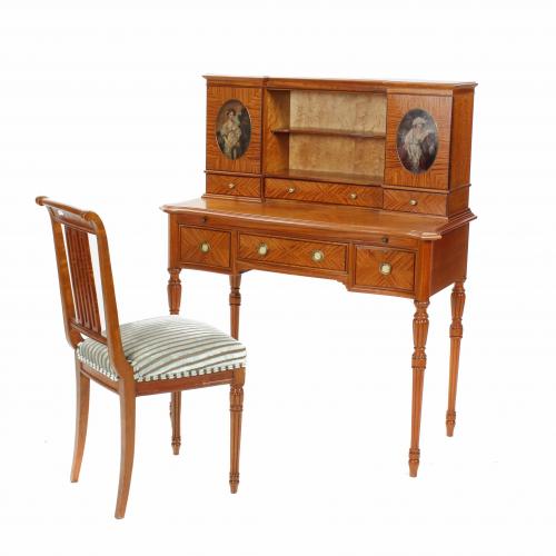 "BONHEUR DU JOUR", SPANISH LOUIS XVI STYLE DESK, MID 20TH CENTURY.