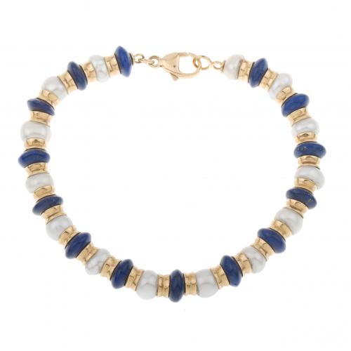 PEARLS AND LAPIS LAZULI BRACELET.