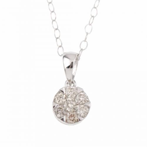 DIAMONDS ROSETTE PENDANT WITH CHAIN.