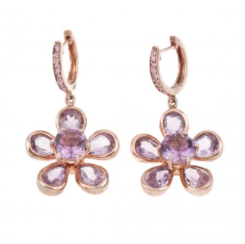 AMETHYST FLOWER EARRINGS.