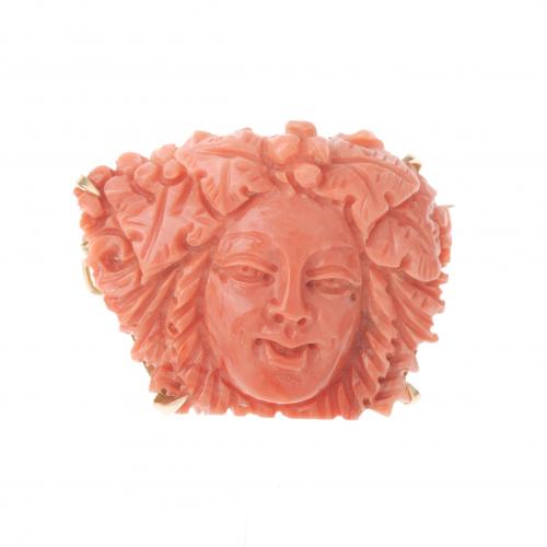 CORAL PENDANT BROOCH.