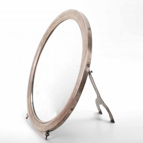 SILVER TABLE MIRROR, 20TH CENTURY.