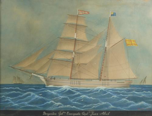 JOSÉ PINEDA GUERRA (1837-1907). "BERGANTÍN GOLTA. ENRIQUETA CAPTN. JUAN ABRIL", 1889.