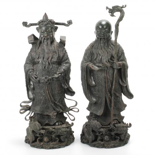 CHINESE SCHOOL, QING DYNASTY, LATE 19TH-EARLY 20TH CENTURY. TWO SCULPTURES.