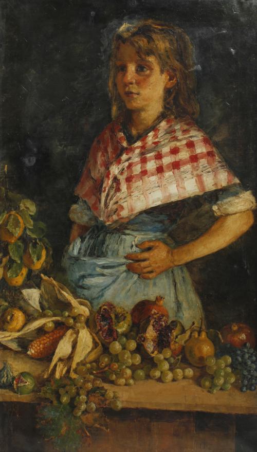 JULIÁN POZO Y LA ORDEN (19TH CENTURY). "VENDEDORA DE FRUTA". 