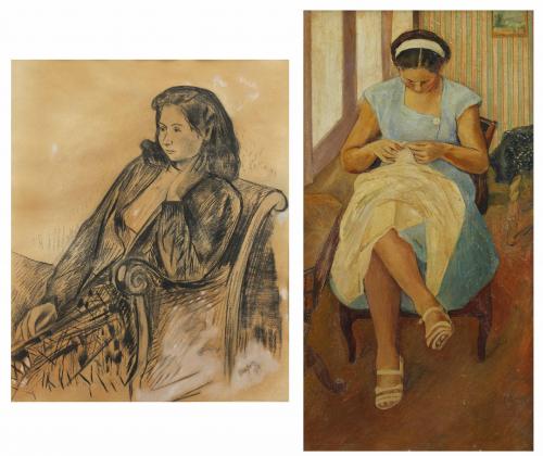 JOSEP FRANCESC RÀFOLS FONTANALS (1889-1965). "PORTRAITS OF ANITA GUIRAO", 1945 and 1948.