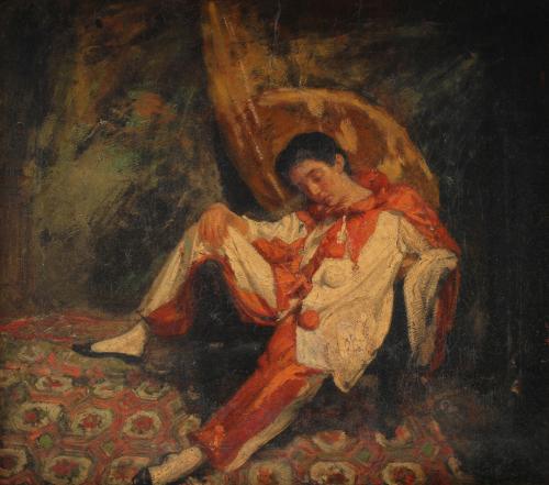 ESCUELA FRANCESA, SEGUNDA MITAD DEL SIGLO XIX. CÍRCULO DE THOMAS COUTURE. "PIERROT DORMIDO".