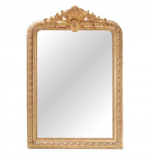 LARGE TRANSITION STYLE WALL MIRROR, EARLY 20TH CENTURY. 