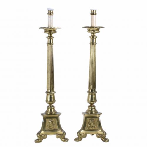 PAIR OF CHURCH CANDLESTICKS, LATE 19TH CENTURY-EARLY 20TH CENTURY.